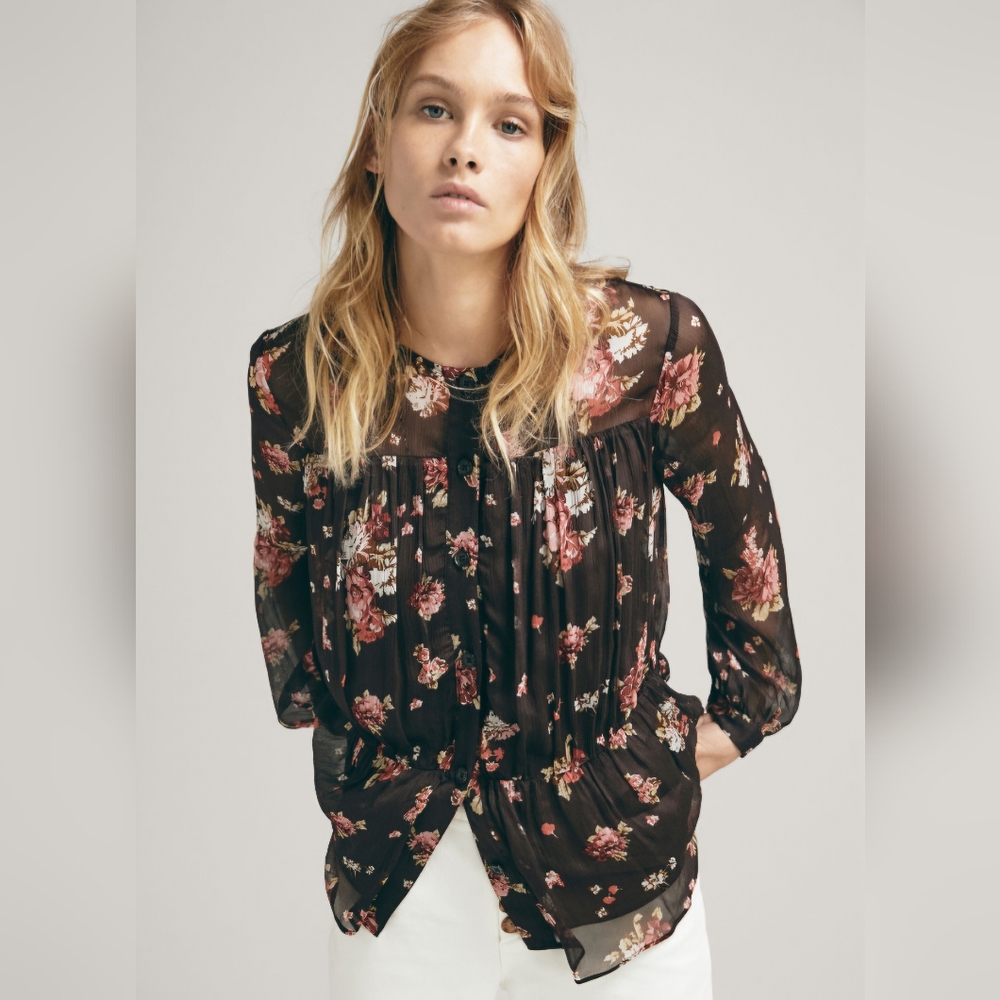 Massimo Dutti Floral Blouse Size 6 NWT